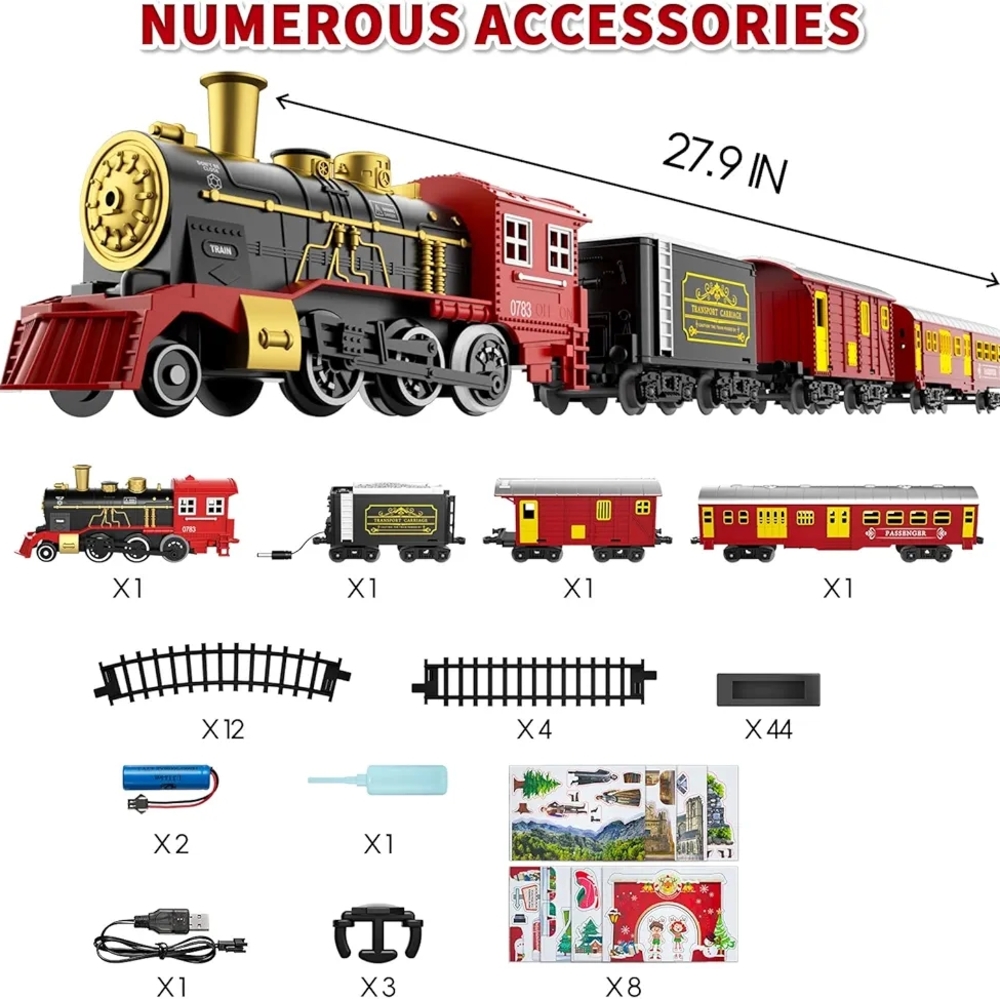 Classic Electric Red and Gold Train Set for Kids - Picture 8 of 8
